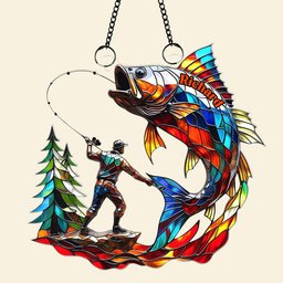 Fishing Scene Suncatcher Ornament - Personalized Gifts For Fishing Lovers - Photo 4