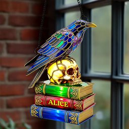Raven & Skull Suncatcher Ornament Personalized Gifts For Book Lovers - Photo 2