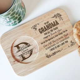 Grandma I Need To Say I Love You - Custom Engraved Wooden Tea & Biscuit Board - Photo 3