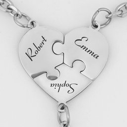 Engraved Names - Personalized Heart Puzzle Keychain - Photo 3