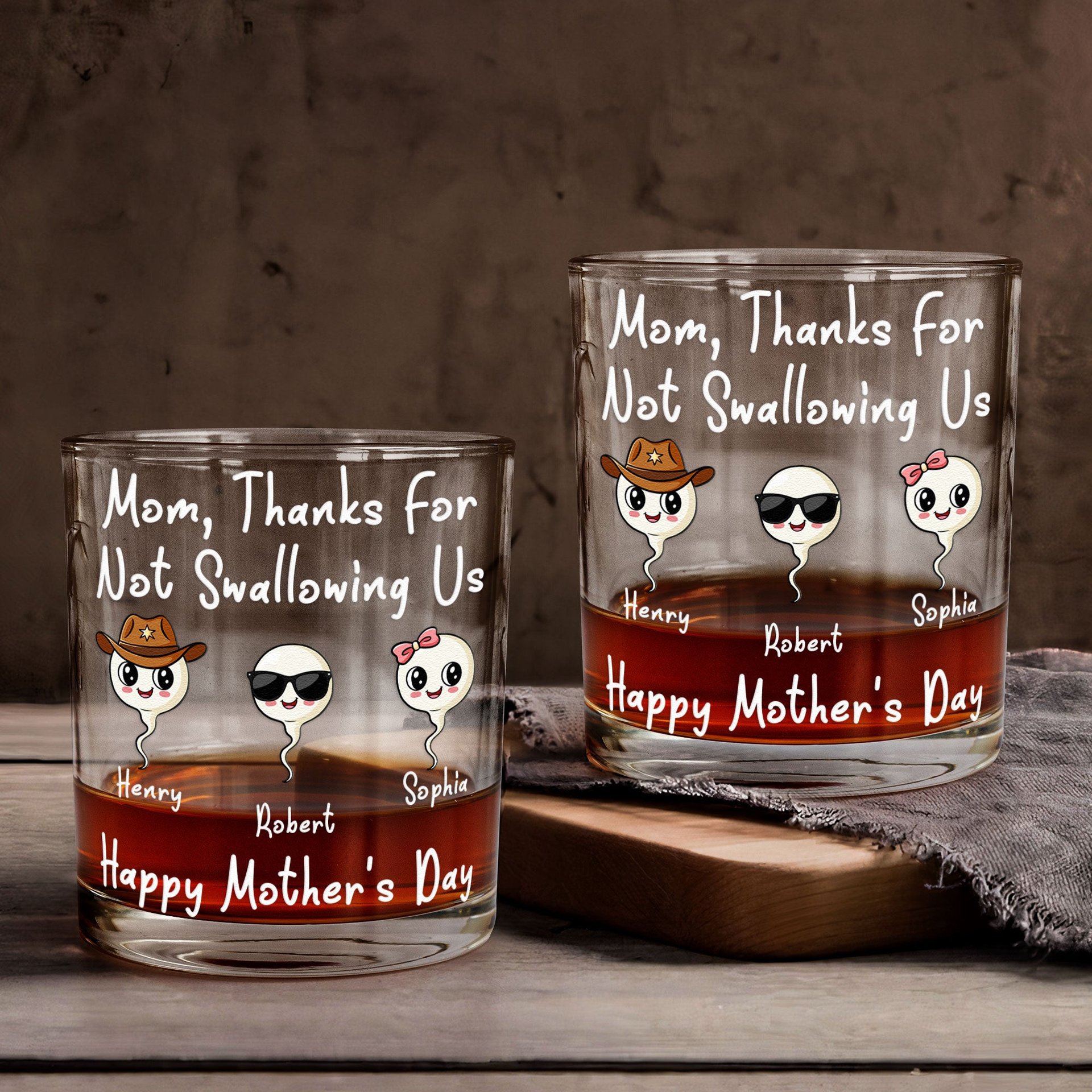 Thanks For Not Swallowing Us - Personalized Whiskey Glass - Photo 1