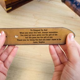 To Stepped Up Dad Life Gave Me The Gift Of You - Personalized Engraved Leather Belt - Photo 4