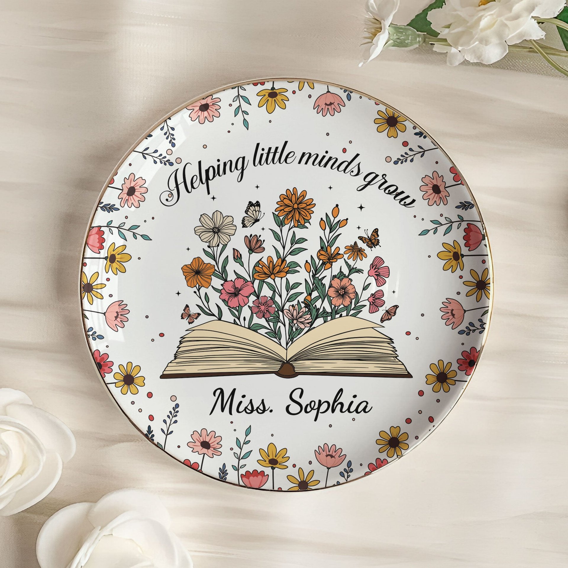 Helping Little Minds Grow Teacher Appreciation Gift - Personalized Jewelry Dish - Photo 1