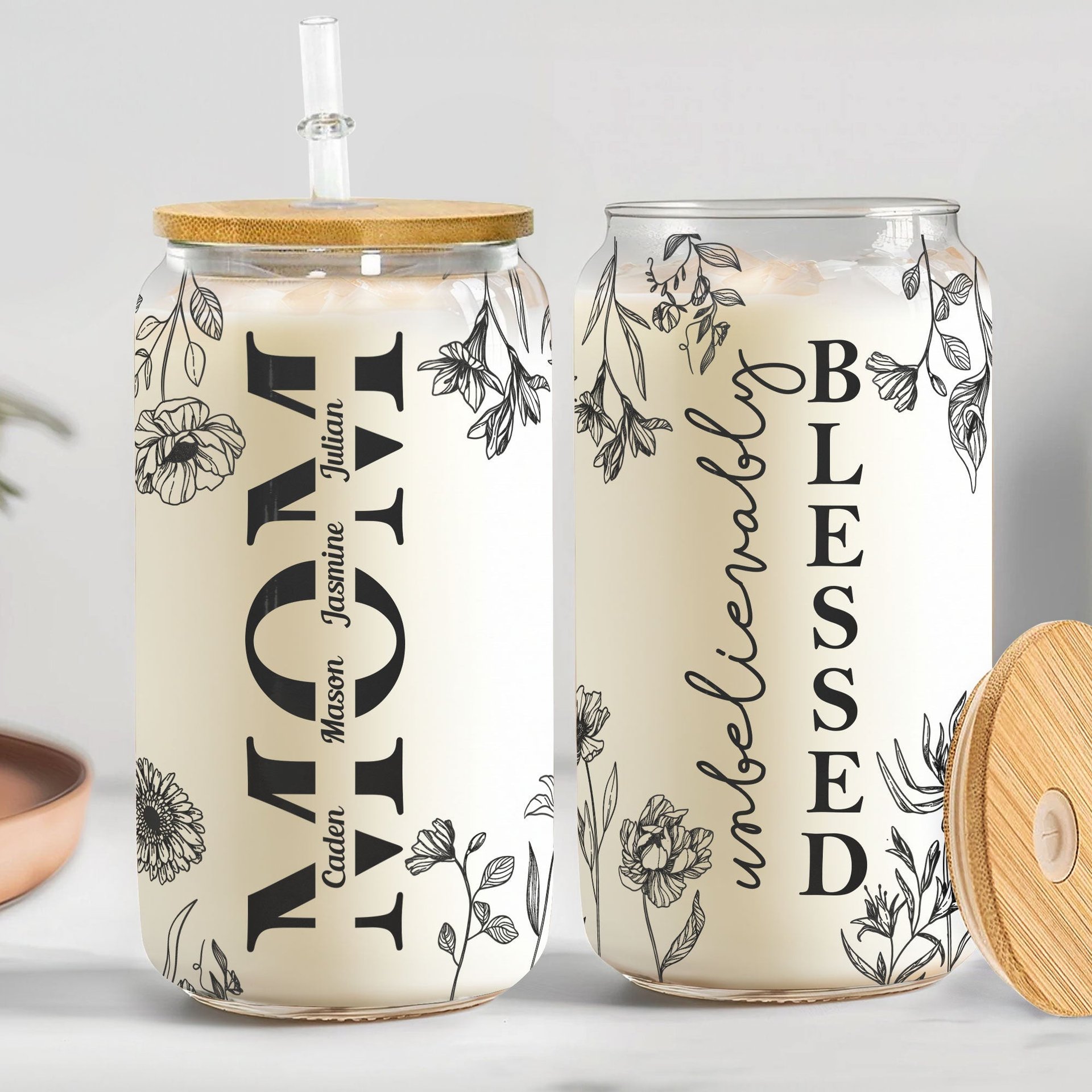 Unbelievably Blessed - Personalized Clear Glass Cup - Photo 1