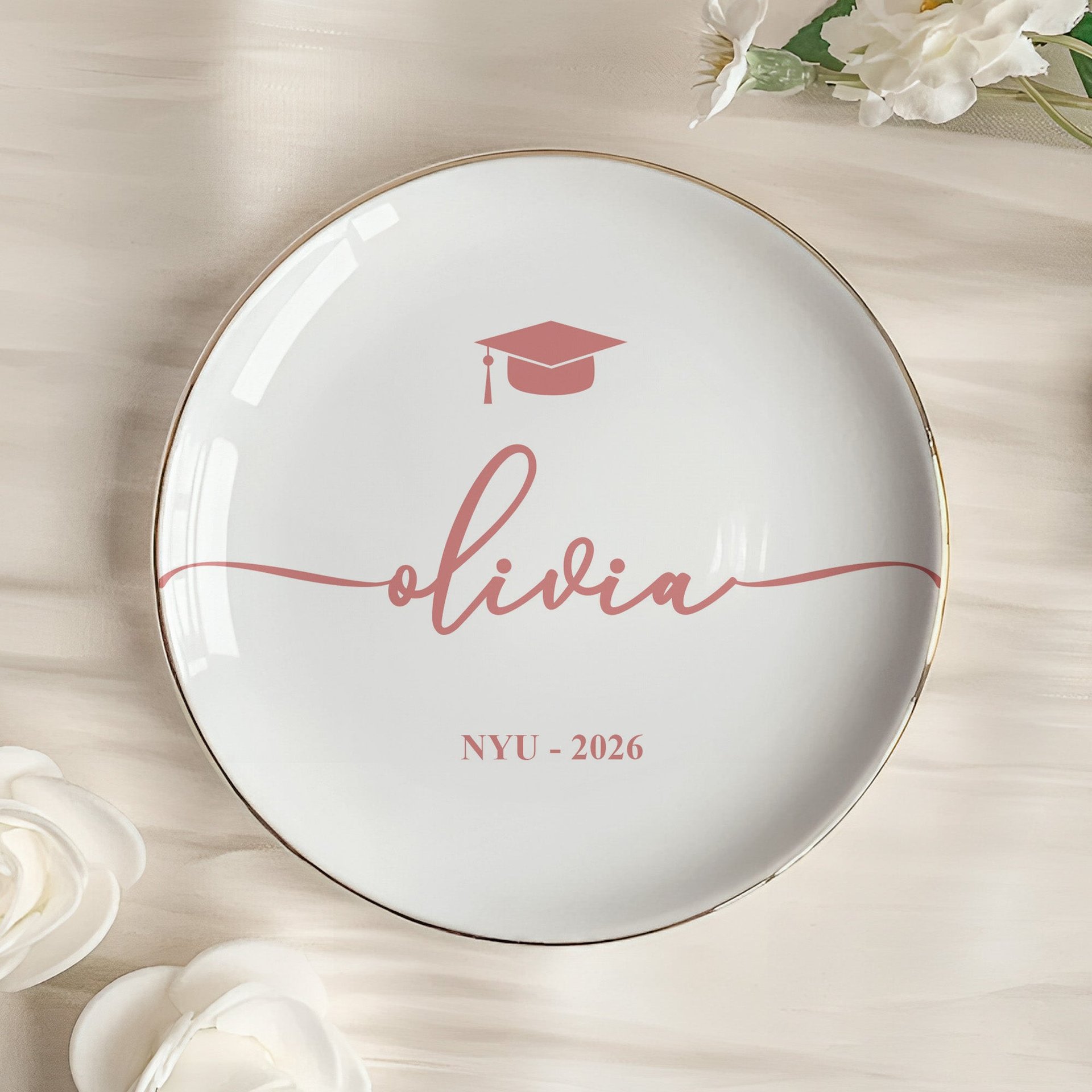 Graduation Dish Custom Name School Year - Personalized Jewelry Dish - Photo 1