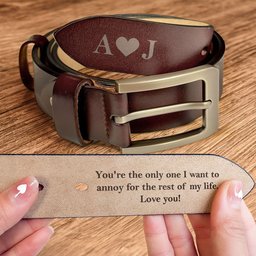 Anniversary Gift Secret Message For Him - Personalized Engraved Leather Belt - Photo 1