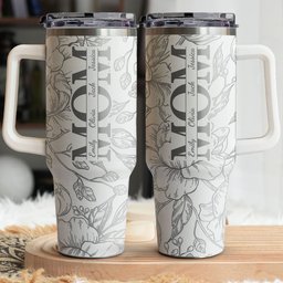 Custom Kids' Names - Floral Mom Mother's Day Gifts - Personalized 40oz Tumbler - Photo 2