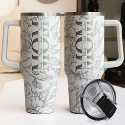 Custom Kids' Names - Floral Mom Mother's Day Gifts - Personalized 40oz Tumbler - Photo 3