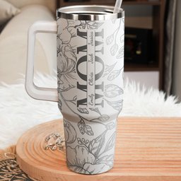 Custom Kids' Names - Floral Mom Mother's Day Gifts - Personalized 40oz Tumbler - Photo 4