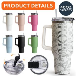 Custom Kids' Names - Floral Mom Mother's Day Gifts - Personalized 40oz Tumbler - Photo 5