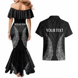 New Zealand Netball Couples Matching Mermaid Dress and Hawaiian Shirt Koru and Maori Tattoo Jersey LT03