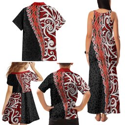 New Zealand Maori Stylized Koru Family Matching Tank Maxi Dress and Hawaiian Shirt LT03