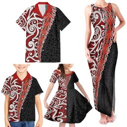 New Zealand Maori Stylized Koru Family Matching Tank Maxi Dress and Hawaiian Shirt LT03
