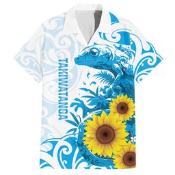 New Zealand Autism Awareness Month Family Matching Puletasi and Hawaiian Shirt Takiwatanga Maori Lizard With Sunflower LT14