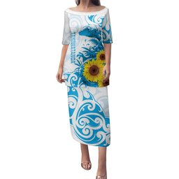 New Zealand Autism Awareness Month Family Matching Puletasi and Hawaiian Shirt Takiwatanga Maori Lizard With Sunflower LT14