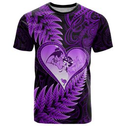 New Zealand Valentine Day T Shirt Aotearoa Warrior Love Story Silver Fern Koru Purple Style LT03
