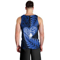 New Zealand Valentine Day Men Tank Top Aotearoa Warrior Love Story Silver Fern Koru Blue Style LT03