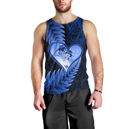 New Zealand Valentine Day Men Tank Top Aotearoa Warrior Love Story Silver Fern Koru Blue Style LT03