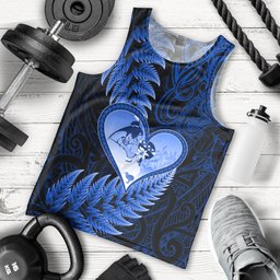 New Zealand Valentine Day Men Tank Top Aotearoa Warrior Love Story Silver Fern Koru Blue Style LT03