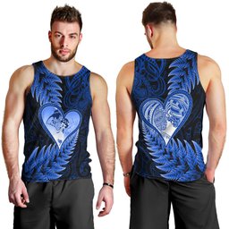 New Zealand Valentine Day Men Tank Top Aotearoa Warrior Love Story Silver Fern Koru Blue Style LT03