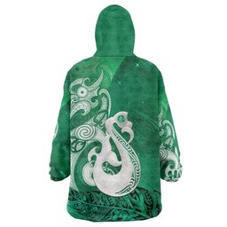 New Zealand Matariki Wearable Blanket Hoodie Maori Manaia Galaxy Silver Fern Green Color LT22