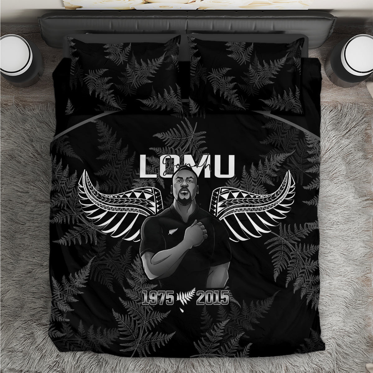 New Zealand Silver Fern Rugby Bedding Set Aotearoa Godfather Proud Gone But Never Forgotten LT14