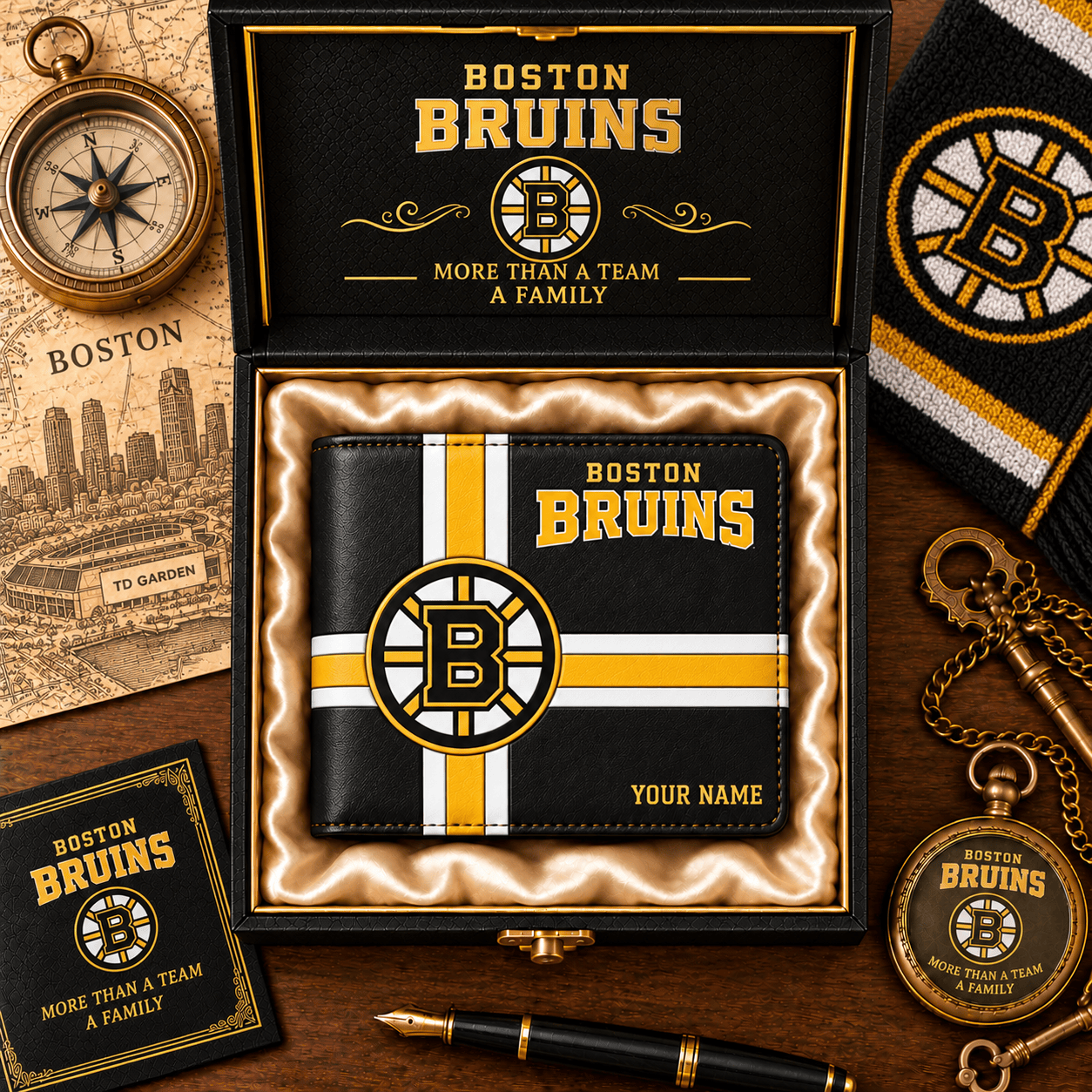 Boston Bruins NHL Wallet Custom Name For Fan