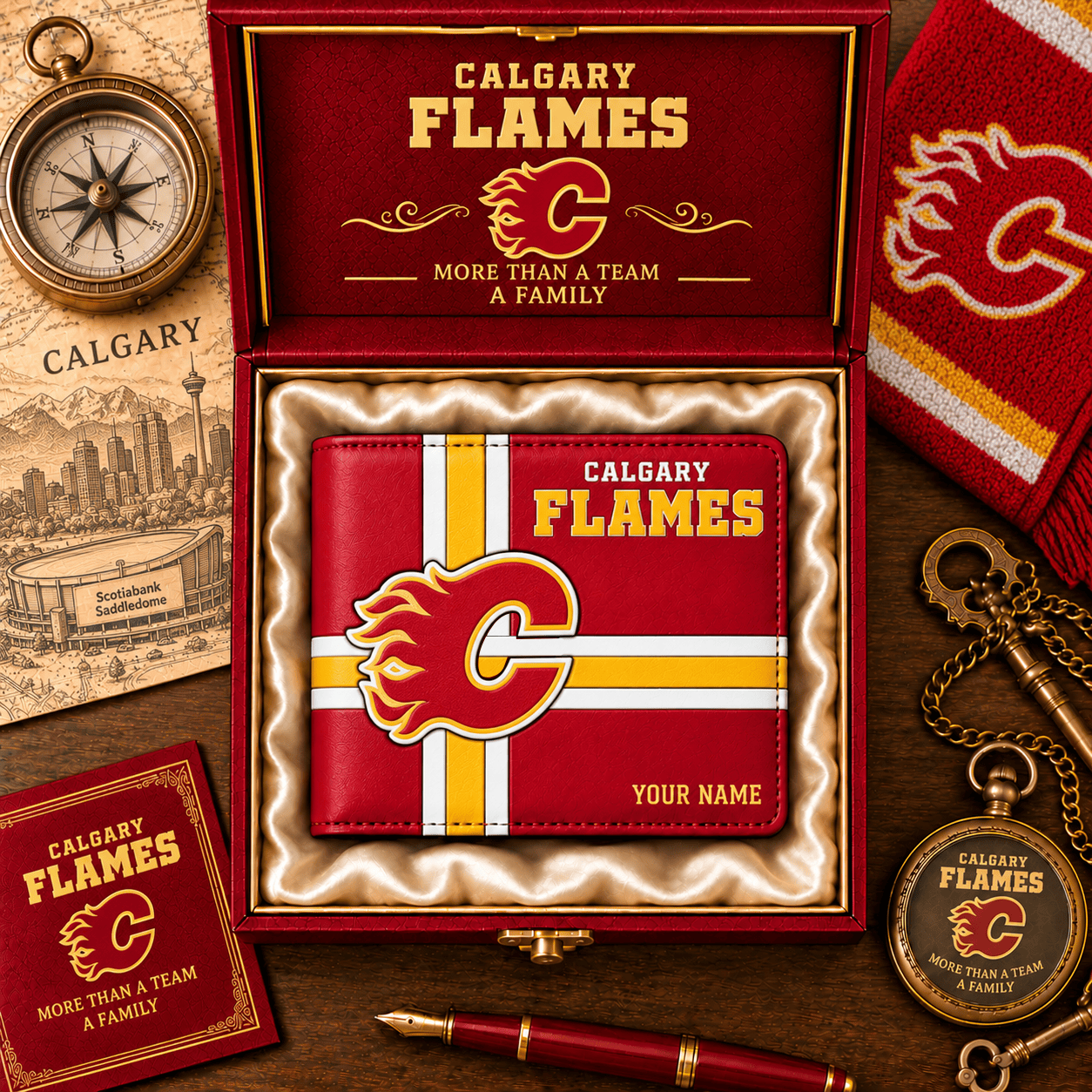Calgary Flames NHL Wallet Custom Name For Fan