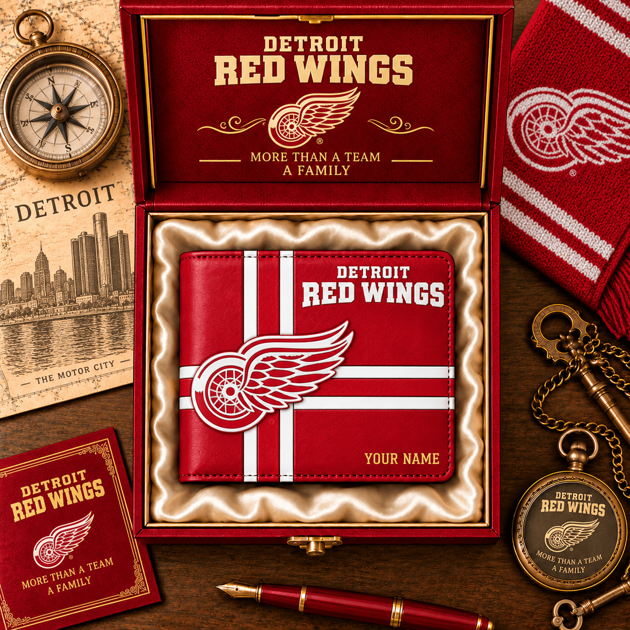 Detroit Red Wings NHL Wallet Custom Name For Fan
