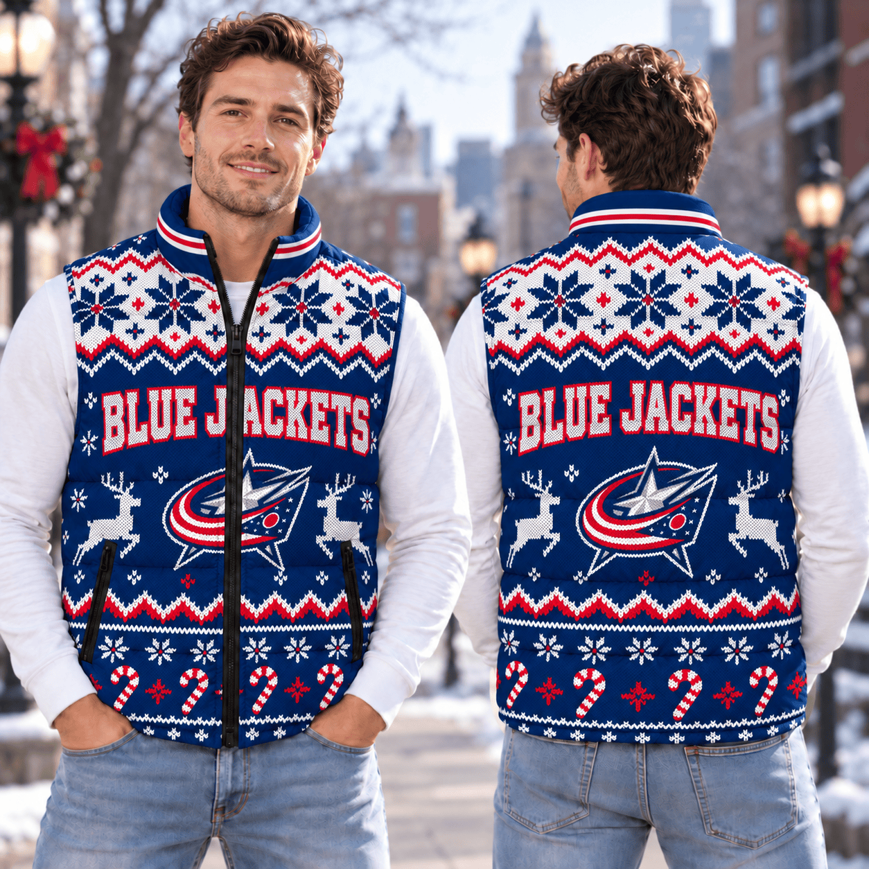 Columbus Blue Jackets NHL Puffer Jacket Christmas For Fan