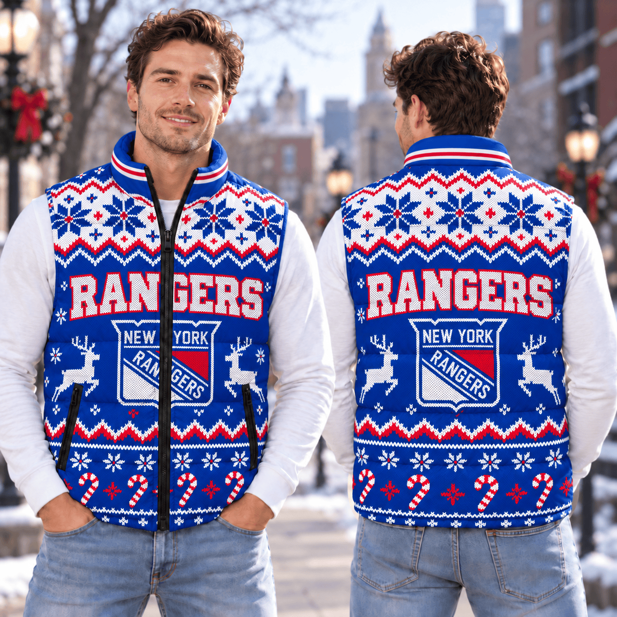 New York Rangers NHL Puffer Jacket Christmas For Fan