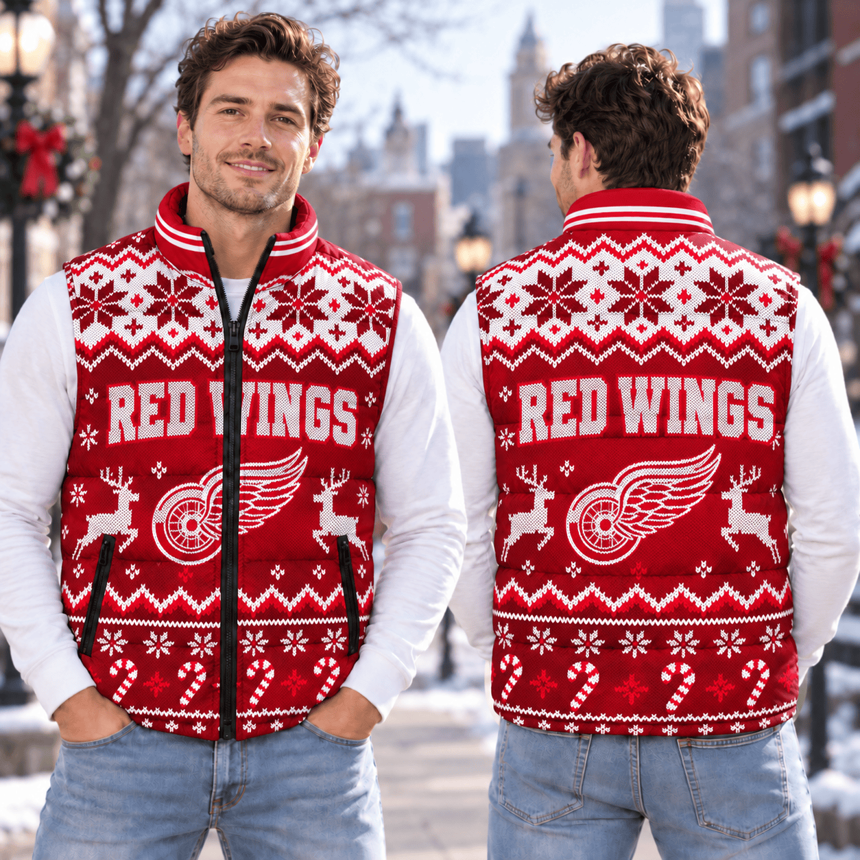 Detroit Red Wings NHL Puffer Jacket Christmas For Fan