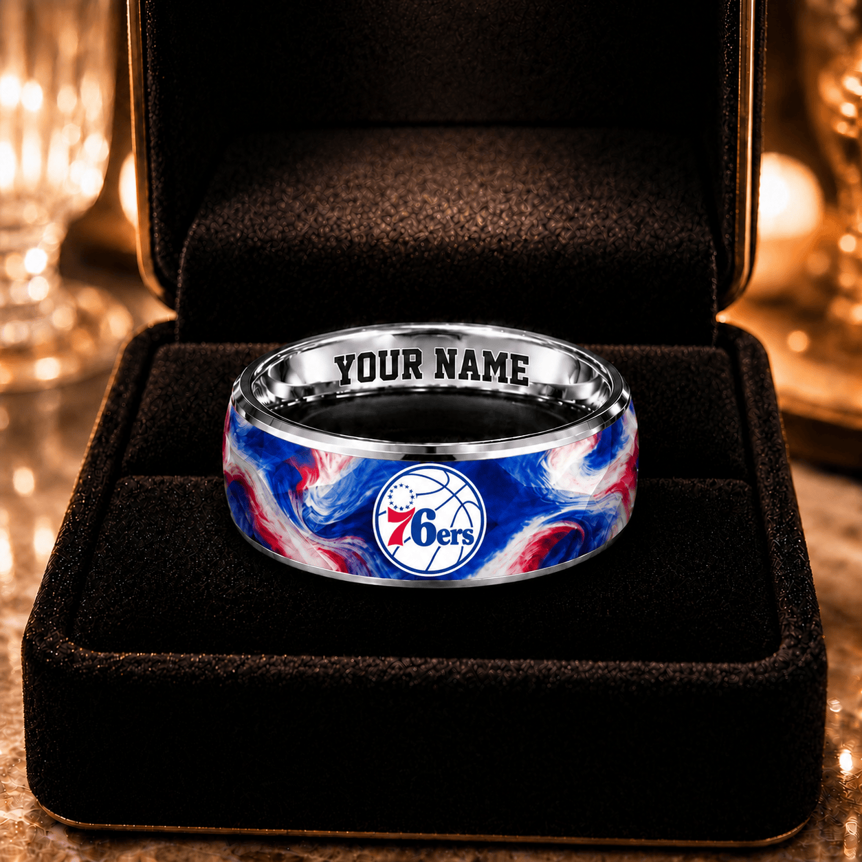 Philadelphia 76ers NBA Ring Custom Name For Fan