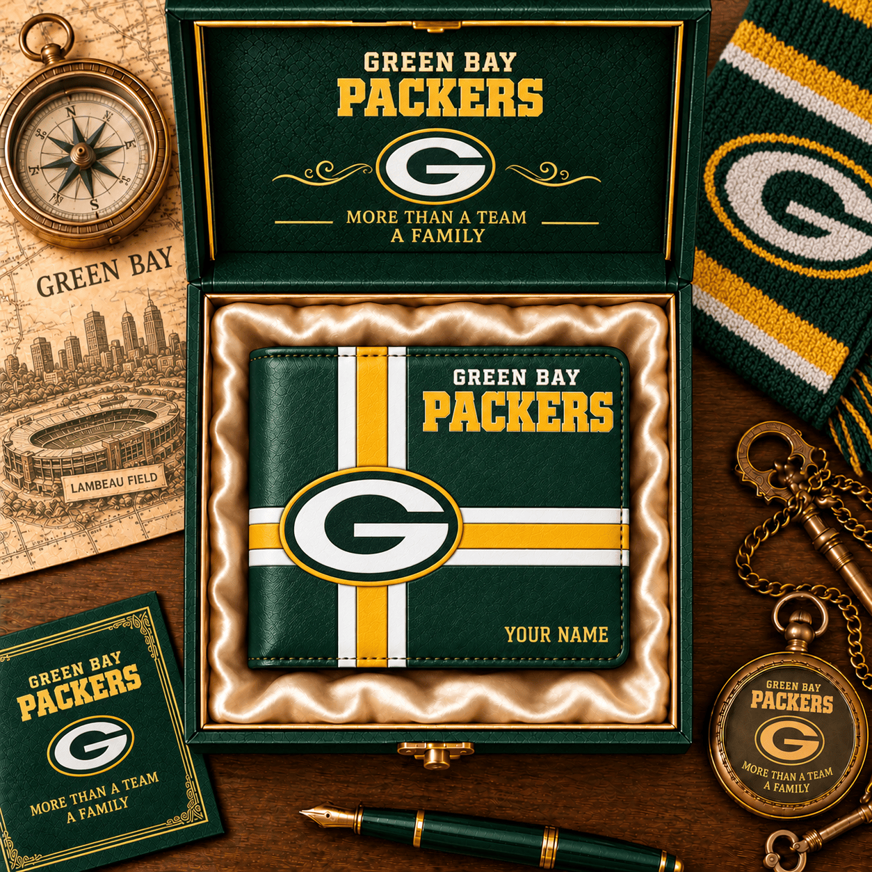 Green Bay Packers NFL Wallet Custom Name For Fan