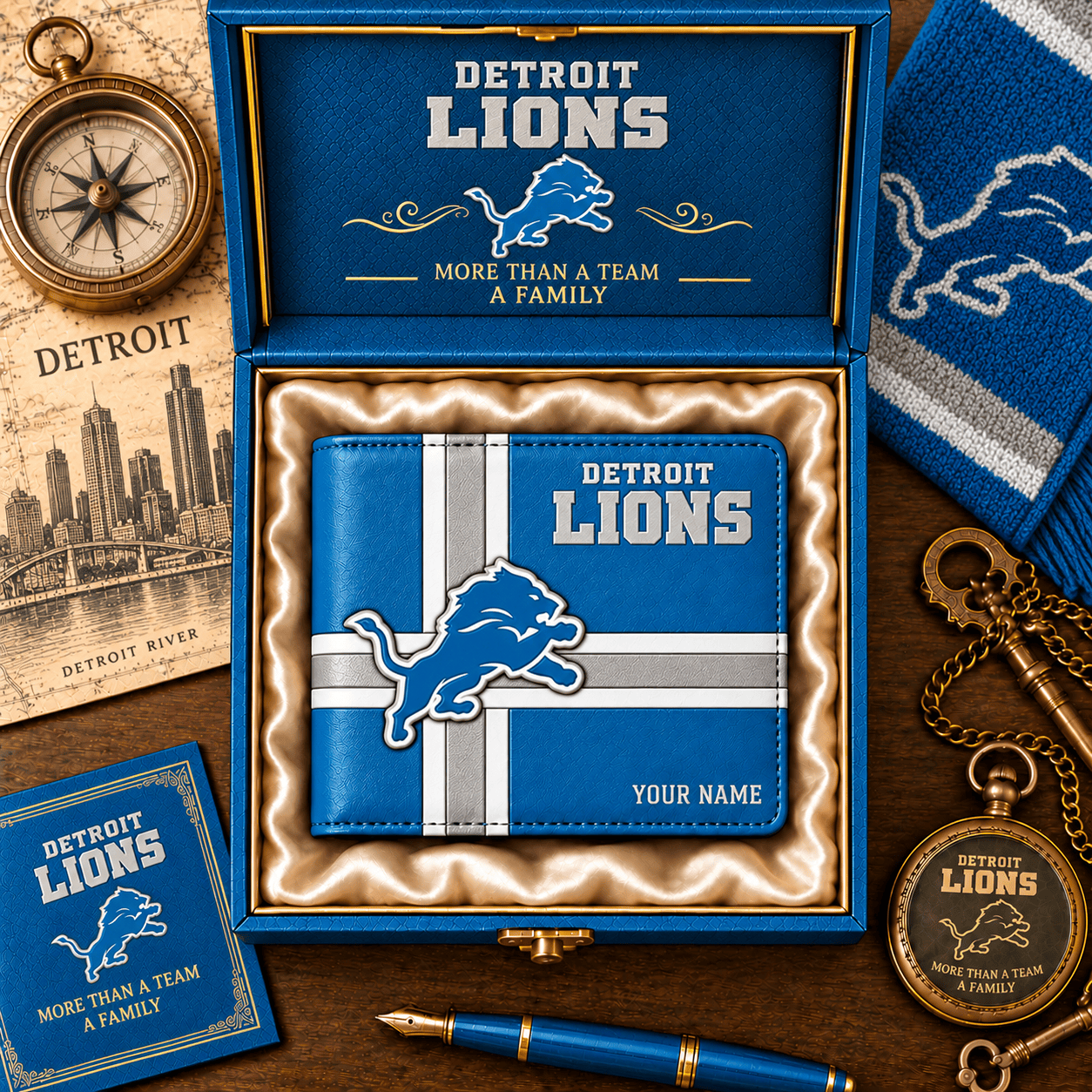 Detroit Lions NFL Wallet Custom Name For Fan
