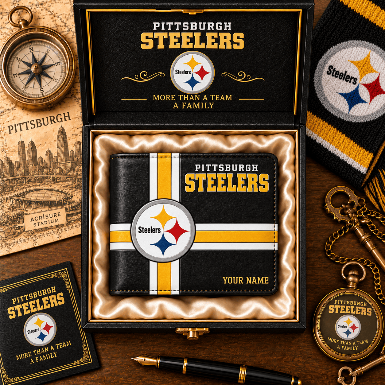 Pittsburgh Steelers NFL Wallet Custom Name For Fan
