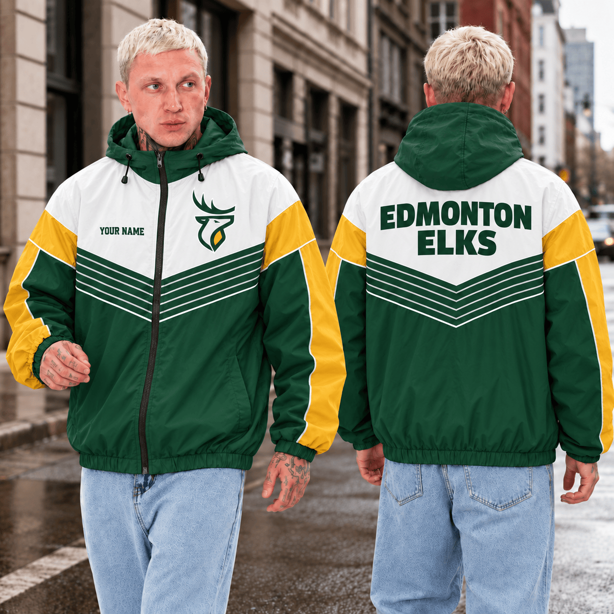 Edmonton Elks CFL Outdoor Jacket Custom Name For Fan