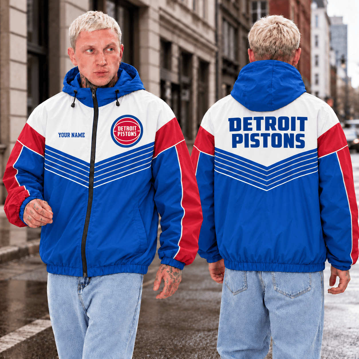 Detroit Pistons NBA Outdoor Jacket Custom Name For Fan