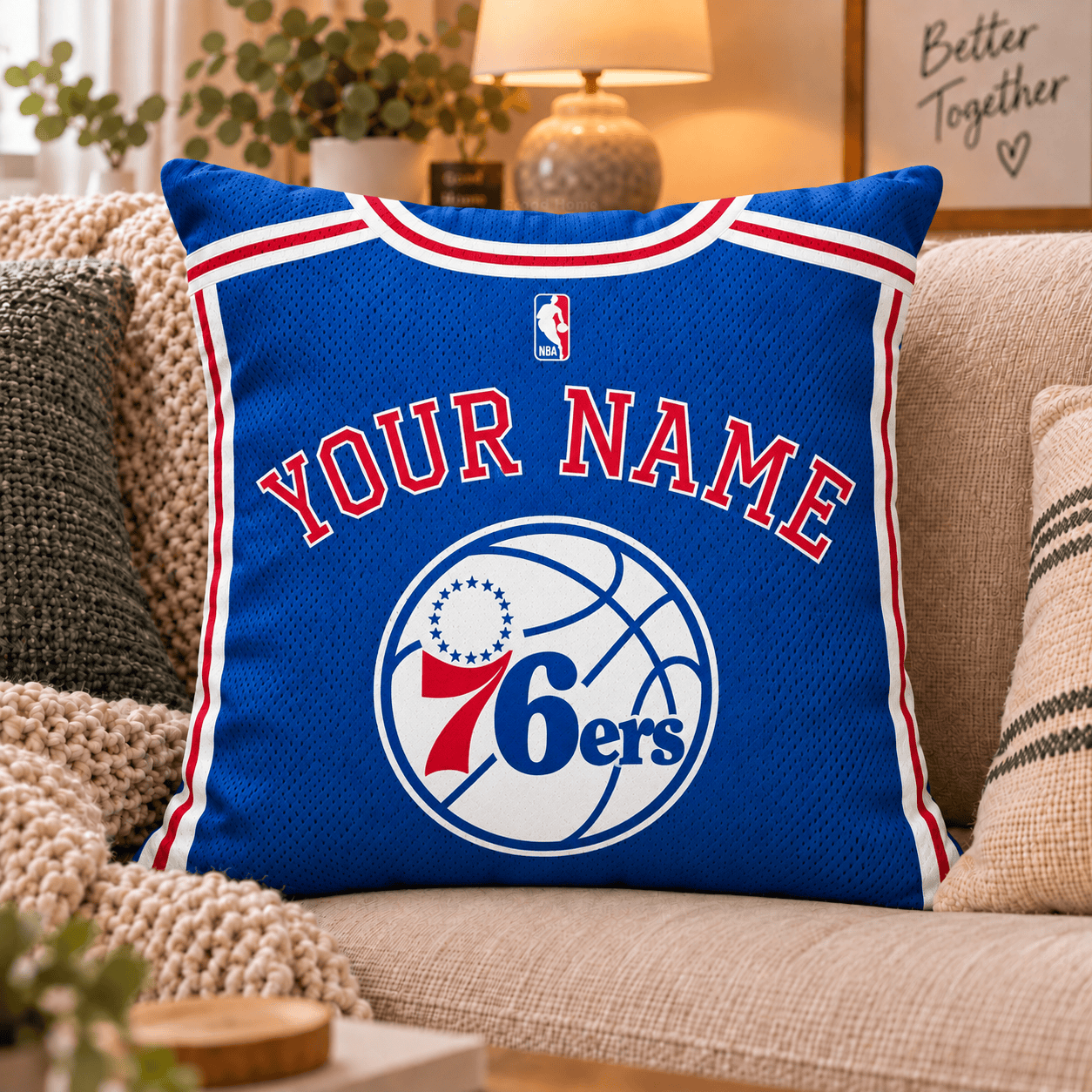 Philadelphia 76ers NBA Pillow Jersey Custom Name For Fan
