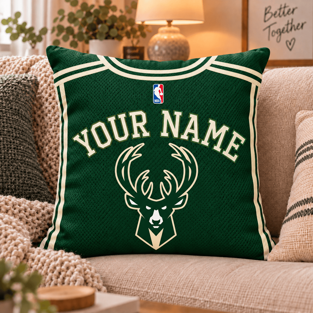 Milwaukee Bucks NBA Pillow Jersey Custom Name For Fan