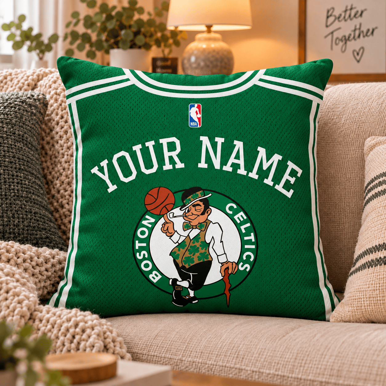 Boston Celtics NBA Pillow Jersey Custom Name For Fan