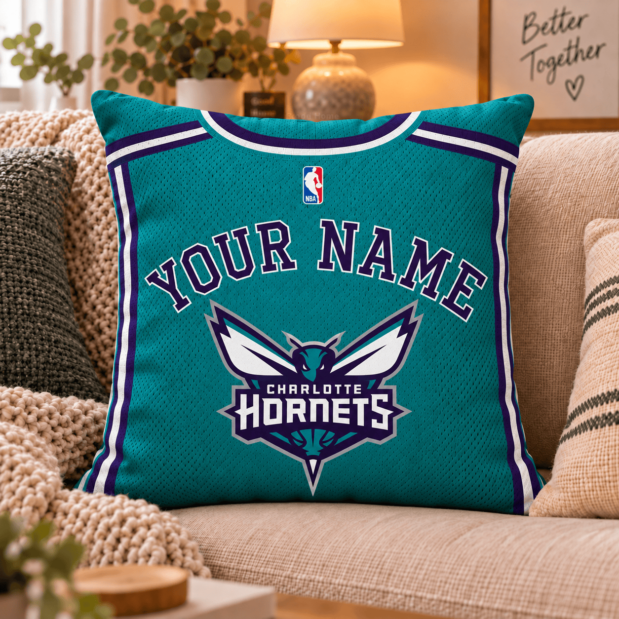 Charlotte Hornets NBA Pillow Jersey Custom Name For Fan