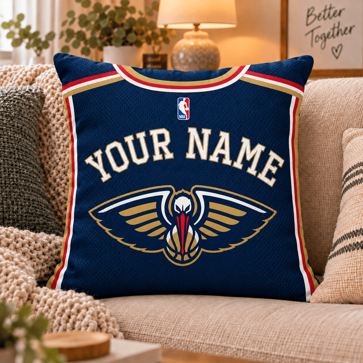 New Orleans Pelicans NBA Pillow Jersey Custom Name For Fan
