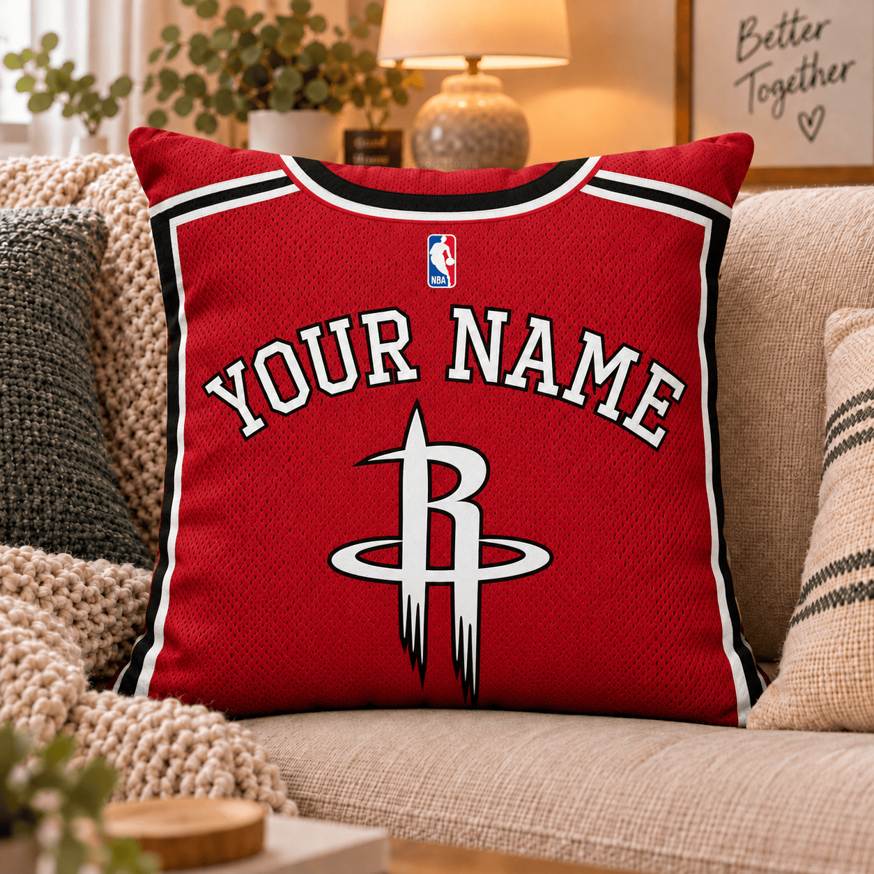 Houston Rockets NBA Pillow Jersey Custom Name For Fan