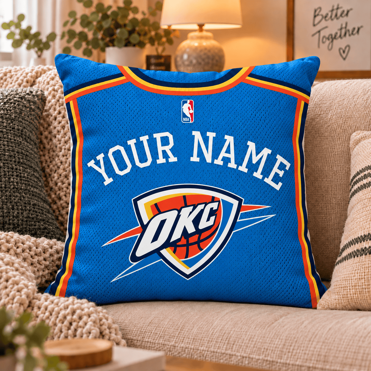 Oklahoma City Thunder NBA Pillow Jersey Custom Name For Fan