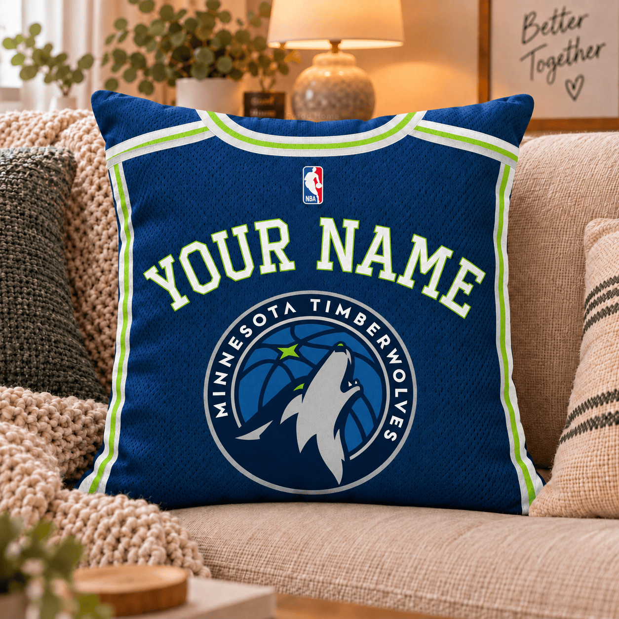 Minnesota Timberwolves NBA Pillow Jersey Custom Name For Fan