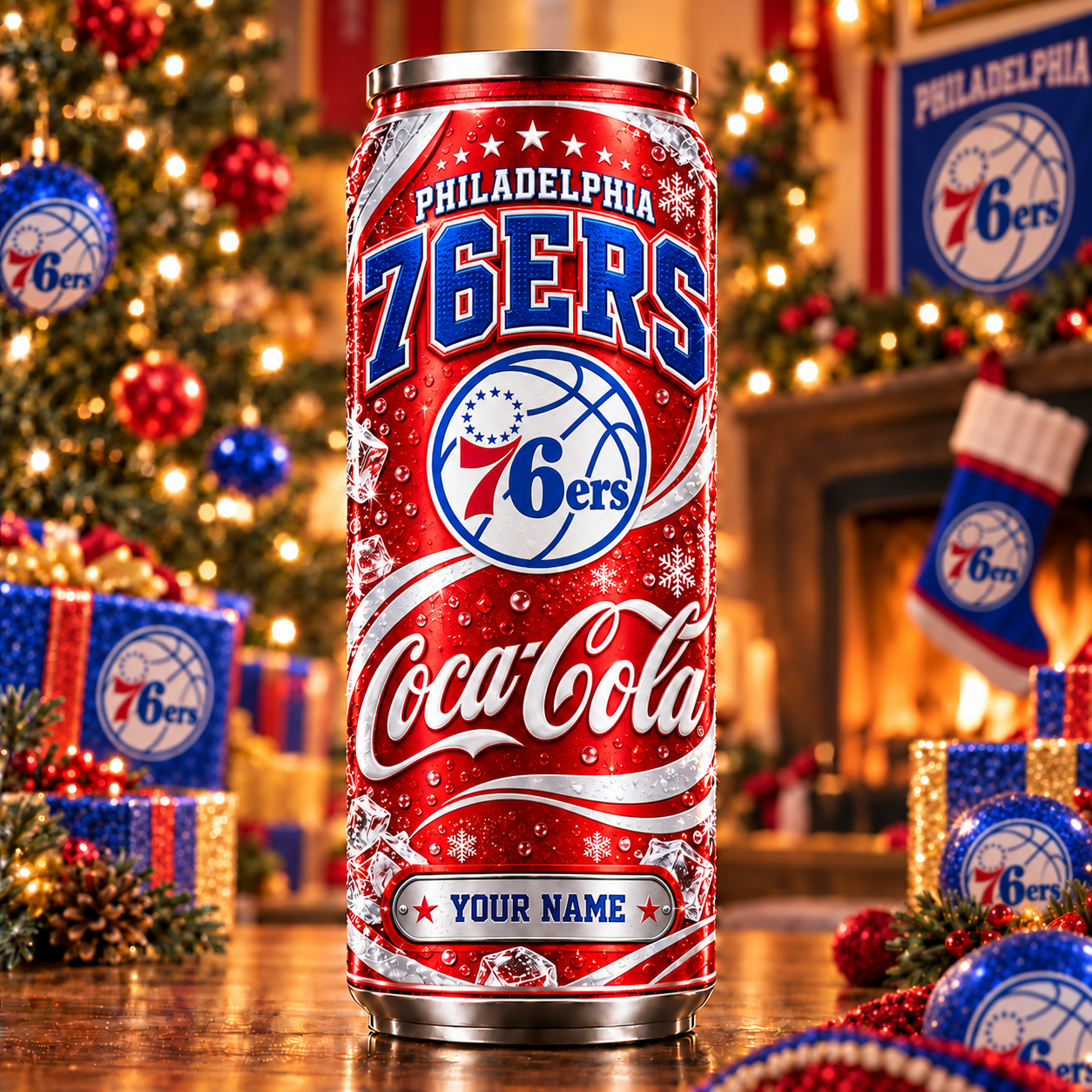 Philadelphia 76ers NBA Can Tumbler Coca Cola Custom Name For Fan