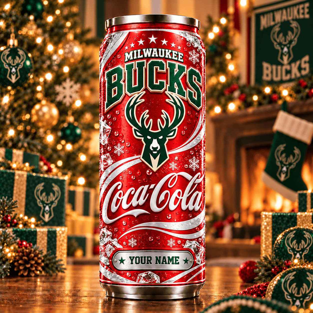 Milwaukee Bucks NBA Can Tumbler Coca Cola Custom Name For Fan