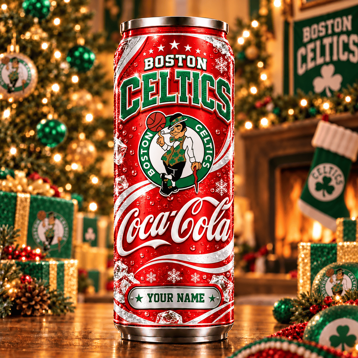 Boston Celtics NBA Can Tumbler Coca Cola Custom Name For Fan