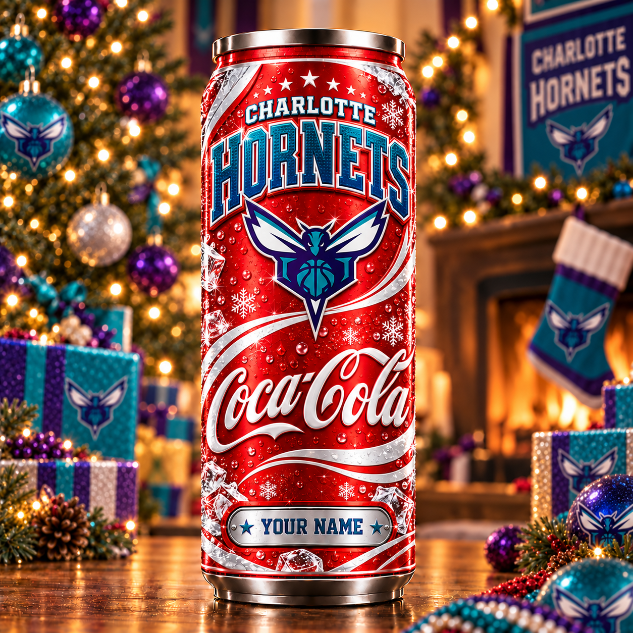 Charlotte Hornets NBA Can Tumbler Coca Cola Custom Name For Fan
